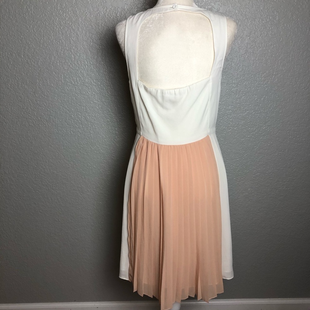 McGinn Pleated Dress Cutout Back White & Nude M - Picture 11 of 13